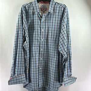Robert Graham Checkered Cotton/Silk Button Down Long Sleeve Shirt, 3XL
